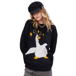 Cider Novelty Goose Graphic Knit Sweater‎ Pullover Oversized